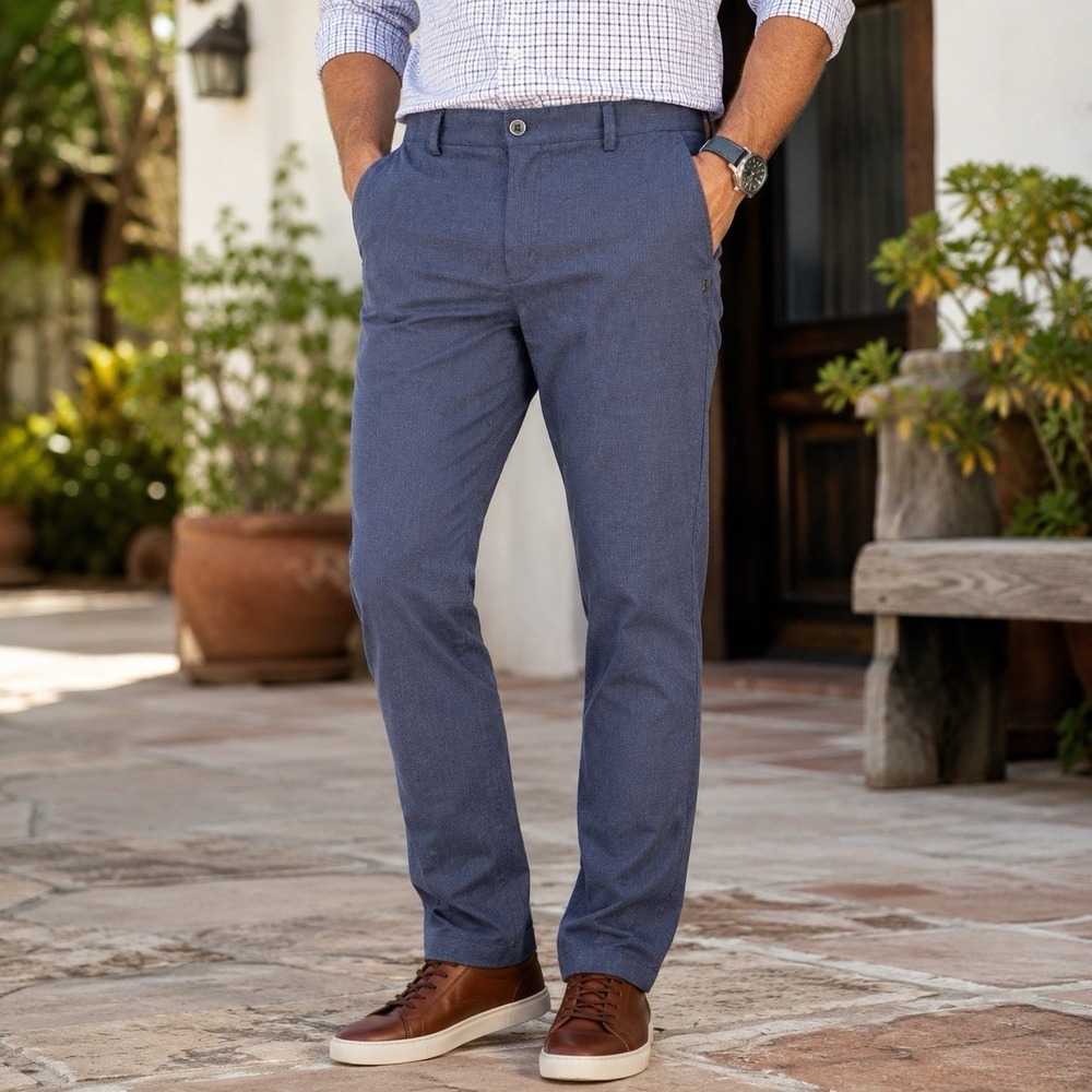 Robert Graham Kipling Pants Mens 38x32 Blue Tailored Stretch Cotton Chino